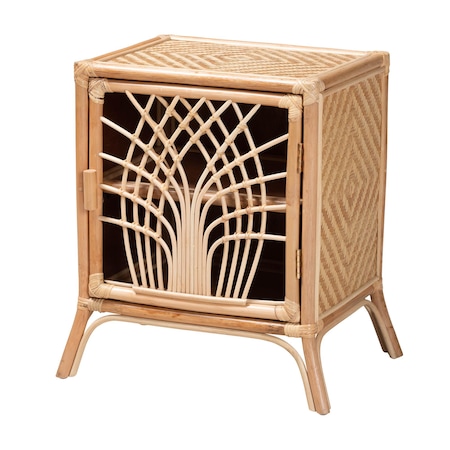 Baxton Studio Danna Modern Bohemian Natural Brown Rattan Nightstand 231-13155-ZORO